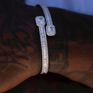 Baguette Clip Bracelet in White Gold - 14k White Gold Plated / 8" / White Gold