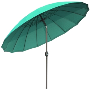 Outsunny Ф255cm Parasol with 18 Sturdy Ribs Push Button Tilt Crank for Garden Dark Green