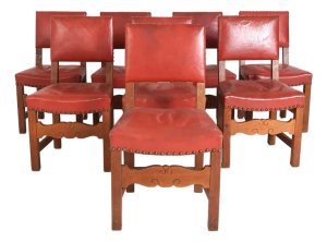 1950s Set 8 Danish Mid Century Old School Dining Chairs