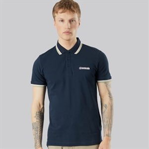 Lambretta Mens Triple Tipped Polo Shirt Navy Navy White/Stone/Basil