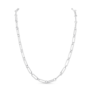 Sterling Silver Solid 4.5mm Flat Paperclip Link Necklace