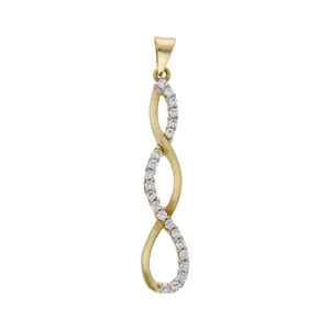 Pre-Owned 9ct Yellow Gold Cubic Zirconia Infinity Wave Pendant