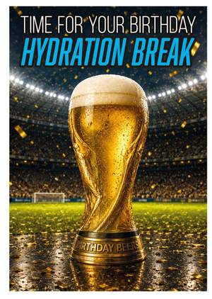 Time For Your Birthday Hydration Break Beer Trophy Football Card
