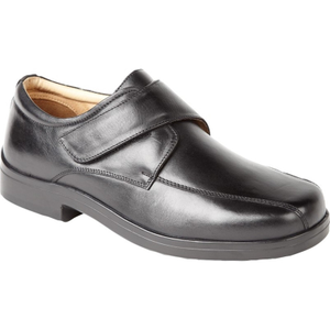 Roamers Mens Touch Fastening Tramline Extra Wide Dress Shoes - 10 UK / Black