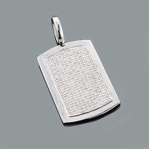 Iced Out Diamond Dog Tag Pendant 1.99ct Sterling Silver