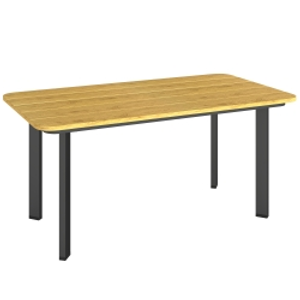 Outsunny Outdoor Garden Coffee Table, Garden Table with Slatted Wood Plastic Composite Top and Metal Frame, Brown