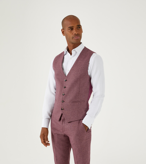 Jodrell Suit Waistcoat Berry Marl Tweed Effect