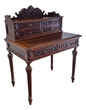 Late 19th Century French Henri II Style Carved Oak Writing Desk