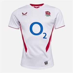 Castore Mens RFU England Rugby 25/26 Home Pro Jersey Brilliant White/Lipstick Red