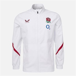 Castore Mens RFU England Rugby Anthem Jacket Brilliant White/Jester Red