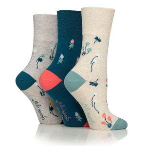 RHS Women's 3 pair gentle grip socks - floral