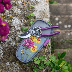 RHS Burgon and Ball pruner and holster gift set floral print - asteraceae