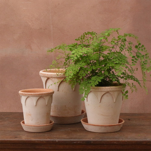 Bergs gothic arch design tapered plant pot with saucer - terracotta