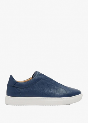 Men's Boulder Navy Leather Laceless Trainers
