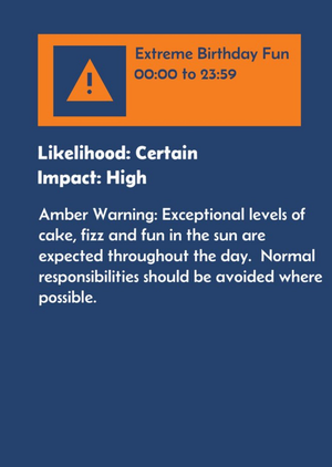 Amber Warning Weather Alert Birthday Card