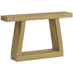 Homcom Mesa Consola 140 cm, Trasera de Sofá con Almacenaje, Roble