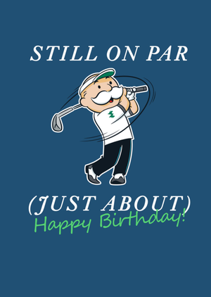 Monopoly Still On Par Just About Cartoon Golfer Birthday Card