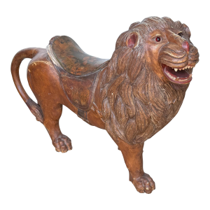 20th Century Carved & Polychromed Carousel Lion, Style of Dentzel