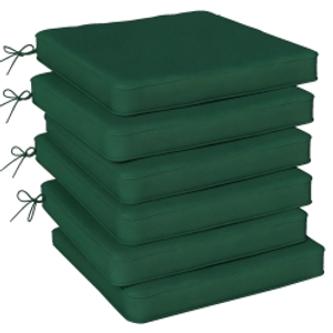 Outsunny Set of 6 Chair Cushion Seat Pads Dining Chair w/ Straps, Indoor Outdoor Removable Tie On Garden Patio, Green