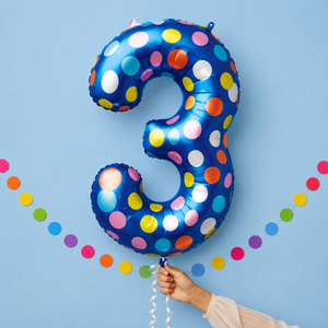 Giant Number 3 Colourful Spots Foil Balloon