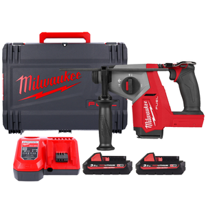 Milwaukee M18FHAC16-302X 18V M18 16mm FUEL Cordless Brushless SDS Plus Rotary Hammer Drill With 2 x 3.0Ah High Output Batteries, Charger & HD Carry Case