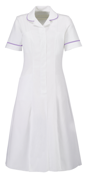 Classic Collar Dress, White-Lilac