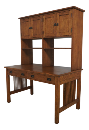 Stickley Mission Oak 2 Piece Computer Desk & Hutch