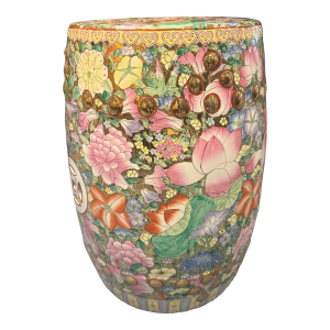 Late 20th Century Chinese Famille Rose Style Garden Seat / Ceramic Stool/ Garden Stool