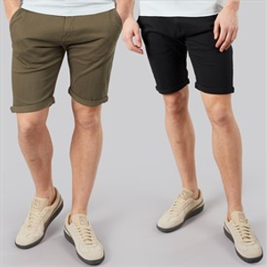 Crosshatch Mens Sinwood Two Pack Chino Shorts Khaki/Black