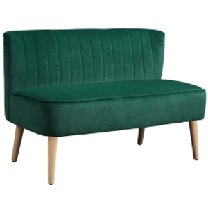 HOMCOM Sofá Retro 2 Plazas con Patas de Madera, 117x56,5x77 cm, Verde Oscuro