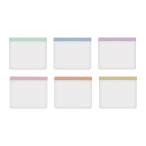 Assorted Reusable Plastic Food Bags 17.5cm x 22.5cm - Pack of 6