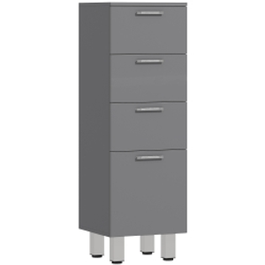 kleankin Mueble de baño, armario de baño, 4 cajones, tablero de partículas, liso, Gris