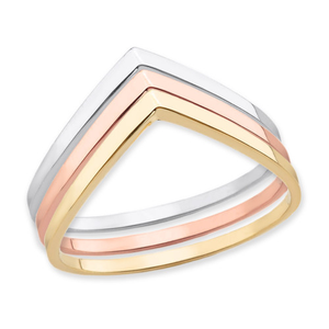 Gold Stackable V-Shape Chevron Ring (Available in Yellow/Rose/White Gold)