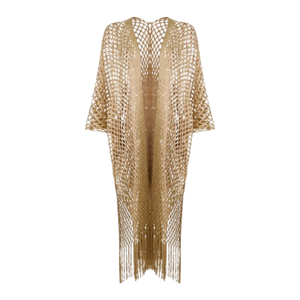Metallic Fringe Gold Kimono (one size)