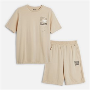 DKNY Boys T-Shirt And Shorts Set Beige
