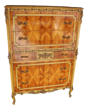 Vintage 1930s French Satinwood Tall Dresser