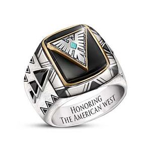 Genuine Black Onyx And Turquoise Ring Size 10.5