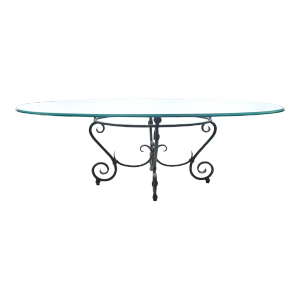 Oval Glass Top Wrought Iron Coffee Table