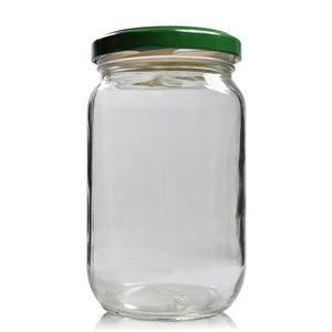 370ml Glass Food Jar & Twist Off Lid - Dark Green (Button)