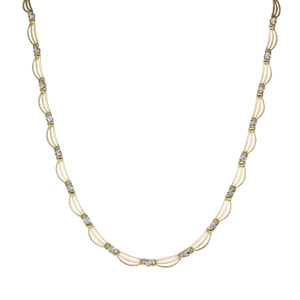 Pre-Owned 14ct Yellow & White Gold 17.5" Fancy Wave Necklet