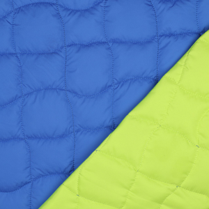 Tissu matelassé double face pop - Bleu et vert anis