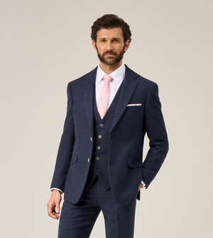 Jude Suit Tailored Jacket Navy Blue Tweed Herringbone