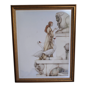 Michael Parkes "The Riddle" Stone Lithograph Signed 54/160 1999 Framed