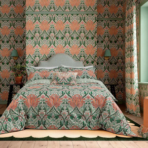 Morris & Co Helena Duvet Cover King Size Peach Teal