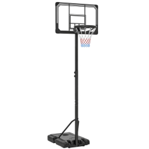 SPORTNOW Aro de Baloncesto con 6 Alturas Regulables, Base Rellenable y Ruedas, en PE, Acero y Poliéster, Negro