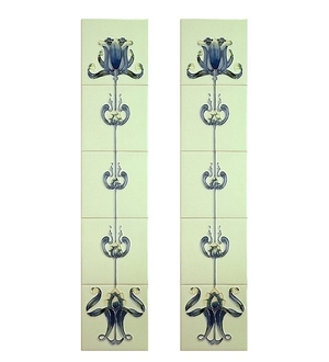 Gallery Collection Tulip Blue and Ivory Fireplace Tiles