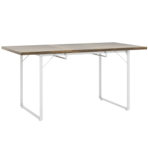 HOMCOM Mesa de Comedor Extensible de 120-160 cm Diseño Rústico con Tablero de Madera Vintage y Patas Metálicas en U Marrón