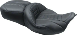 Mustang One-Piece Super Deluxe Seat With Blue Stitching For Harley Davidson 2008-2025 Touring Models (excl. 23-25 VVT Models) (79006SB)