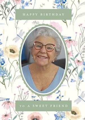 Laura Ashley Happy Birthday To A Sweet Friend Floral Photo Upload Card