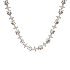 Men's Moissanite Round Stone Star Tennis Chain in White Gold Vermeil - 6mm